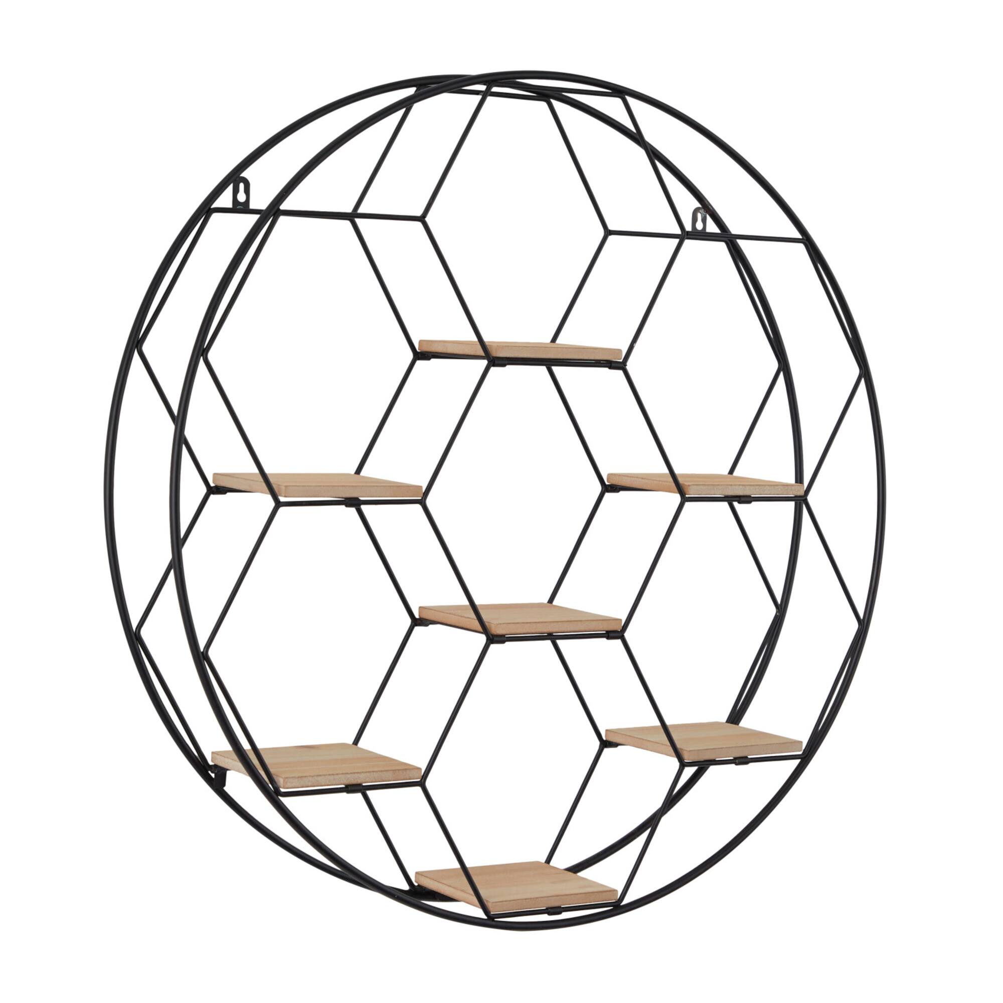 Black Metal Round 7 Shelves Wall Shelf 28" x 5" x 28"
